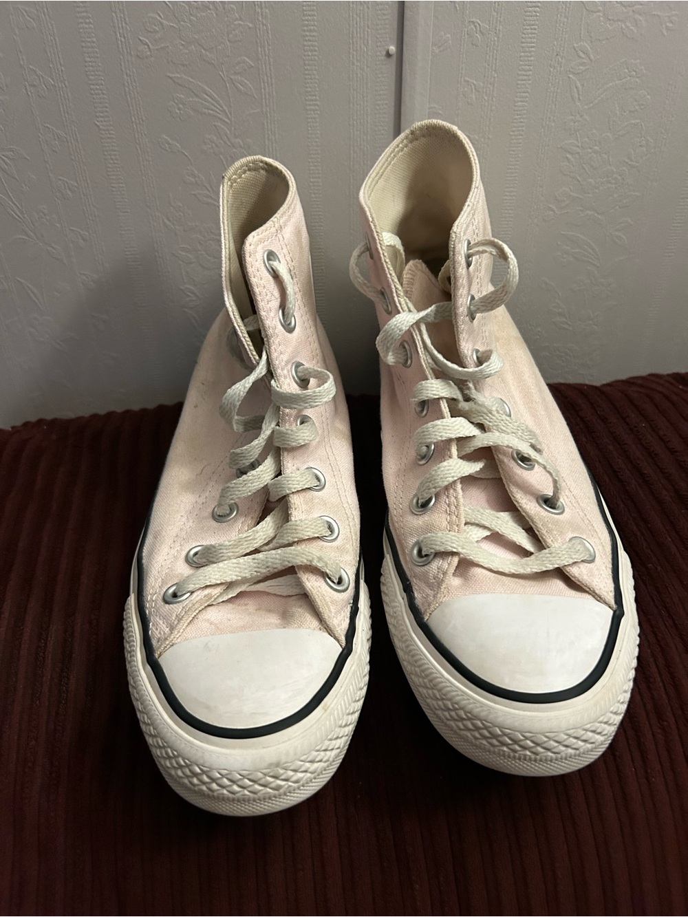 High-Top Canvas Sneakers in Light Pink